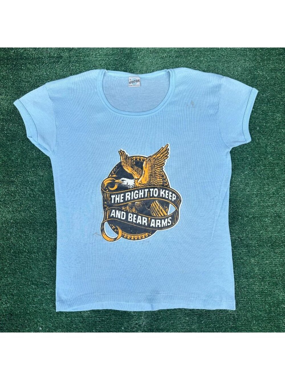 Vintage 70s Gun Owner 2A T-Shirt Blue S Single Stitch Paper Thin 2nd Amendment